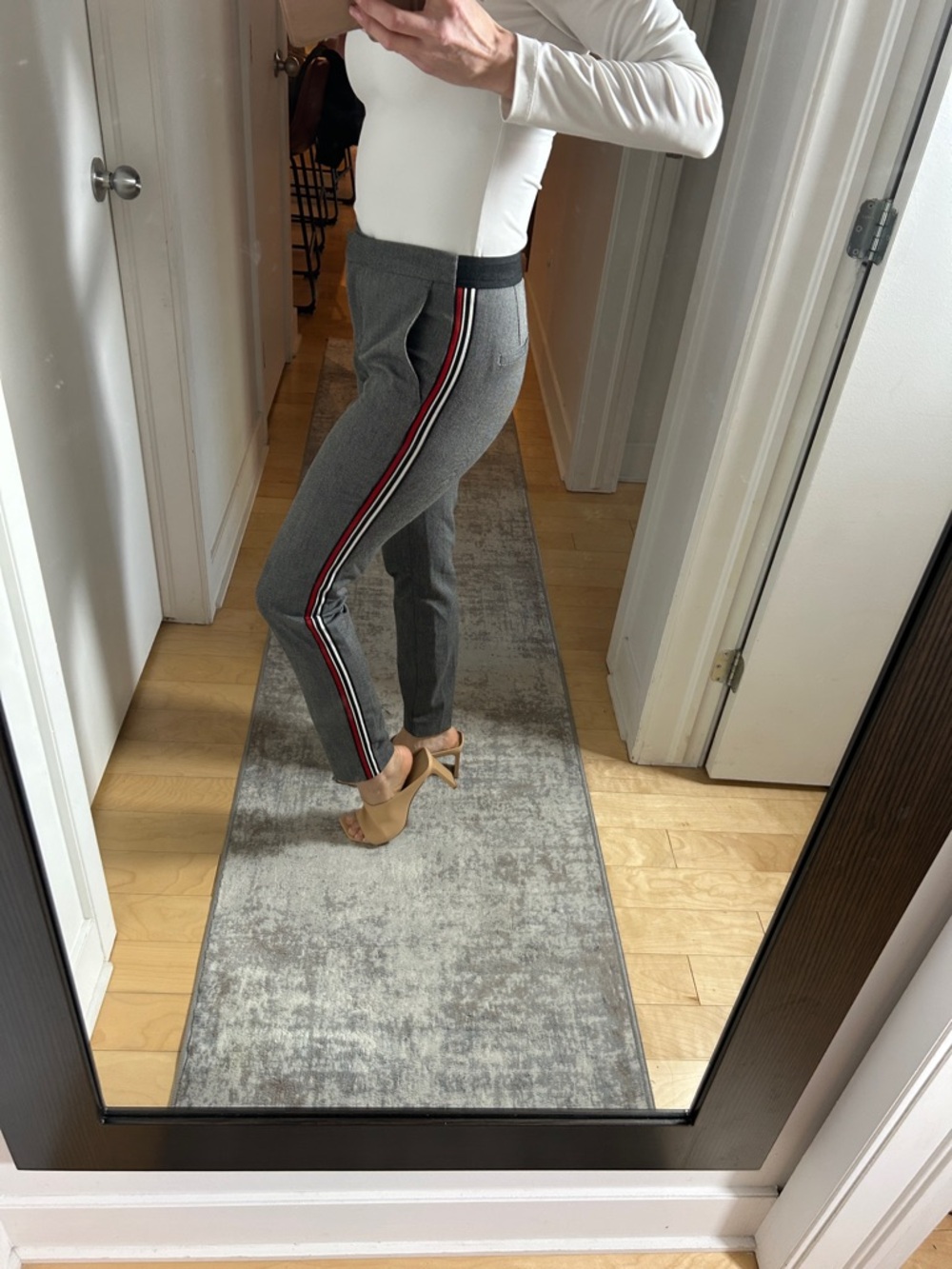 Zara Grey Side Stripe Slim Trousers Elastic Waist Women’s Pants